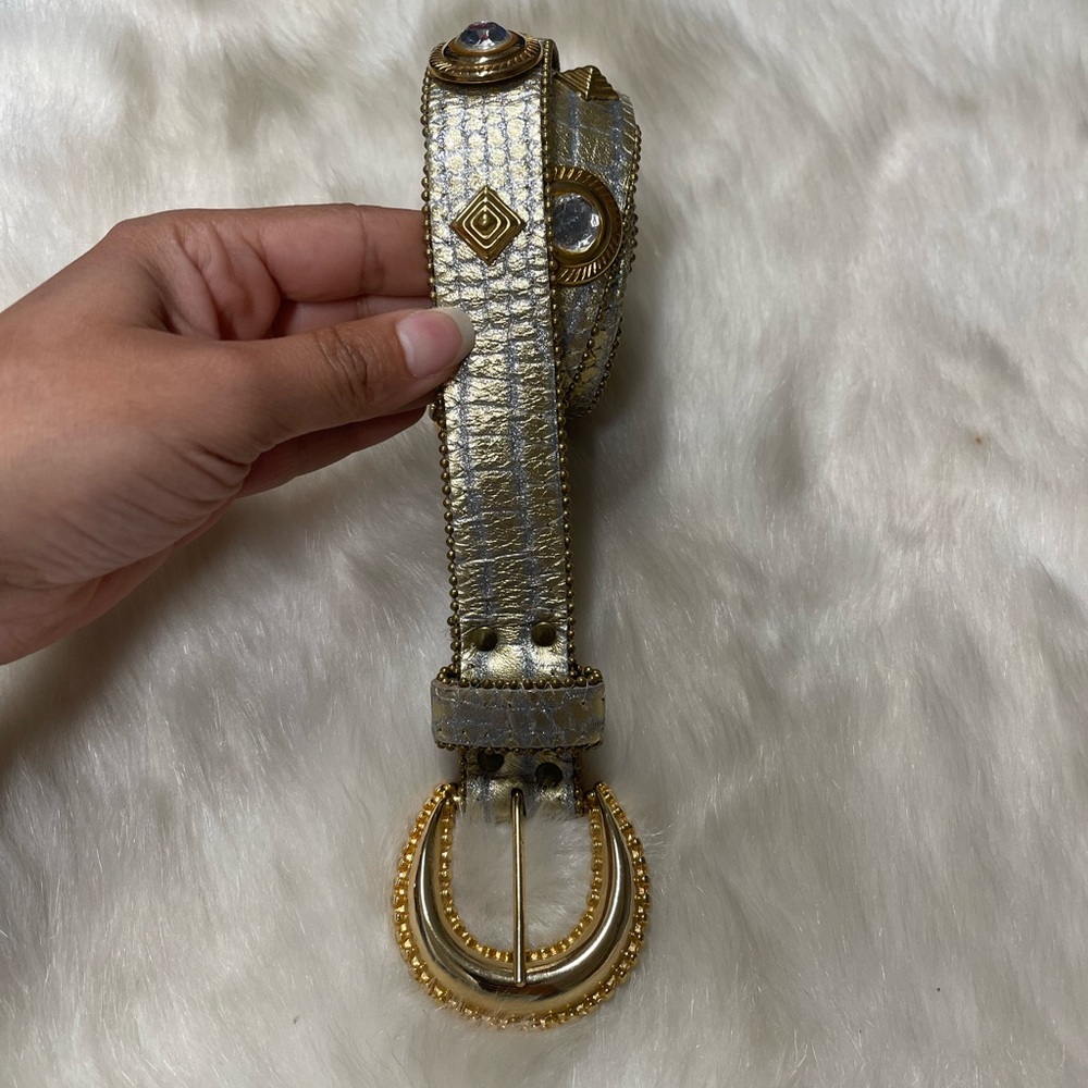 Vintage Elite Fresno California gold silver stone belt size small